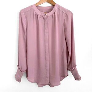 J.Crew Ruffle Cuff Blouse Sz XS Mauve Pink Long Sleeve
